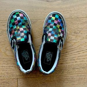 Vans black rainbow foil checks. Kids sz 11.5 big kid. Used condition.